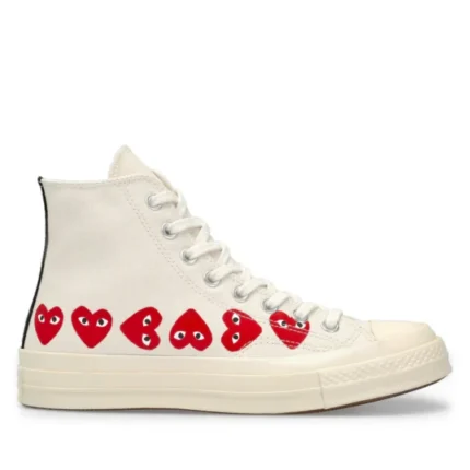 CONVERSE RED MULTI HEARTS HIGH TOP WHITE