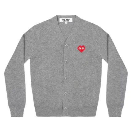 PLAY MEN’S CARDIGAN INVADER EMBLEM GREY