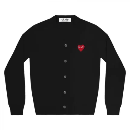 PLAY MENS CARDIGAN RED EMBLEM BLACK