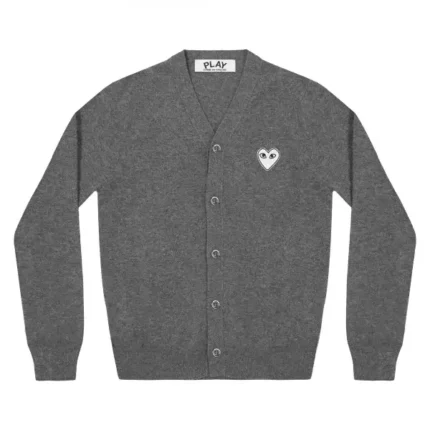 PLAY MENS CARDIGAN WHITE HEART DARK GREY