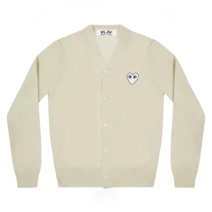 PLAY MENS CARDIGAN WHITE HEART NATURAL SERIES OFF WHITE