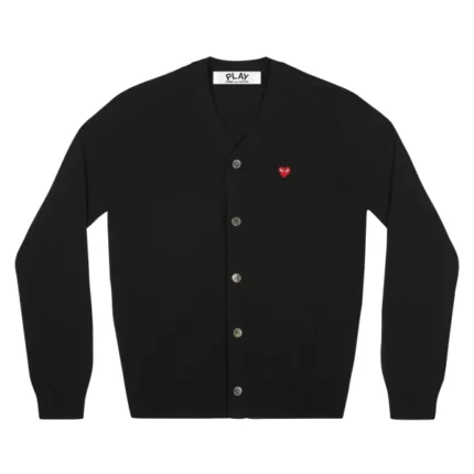 PLAY MENS CARDIGAN WITH SMALL RED HEART (BLACK)