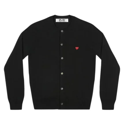 PLAY WOMENS CARDIGAN WITH SMALL RED HEART (BLACK)