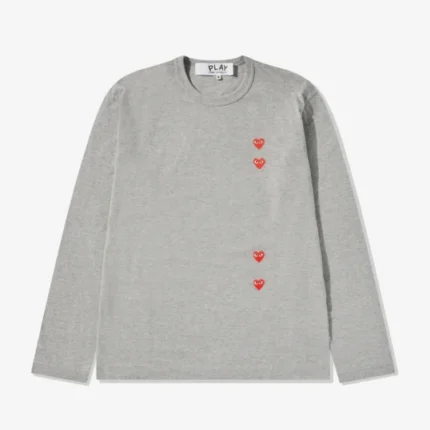 Play Multi Red Heart Longsleeve T-Shirt Grey